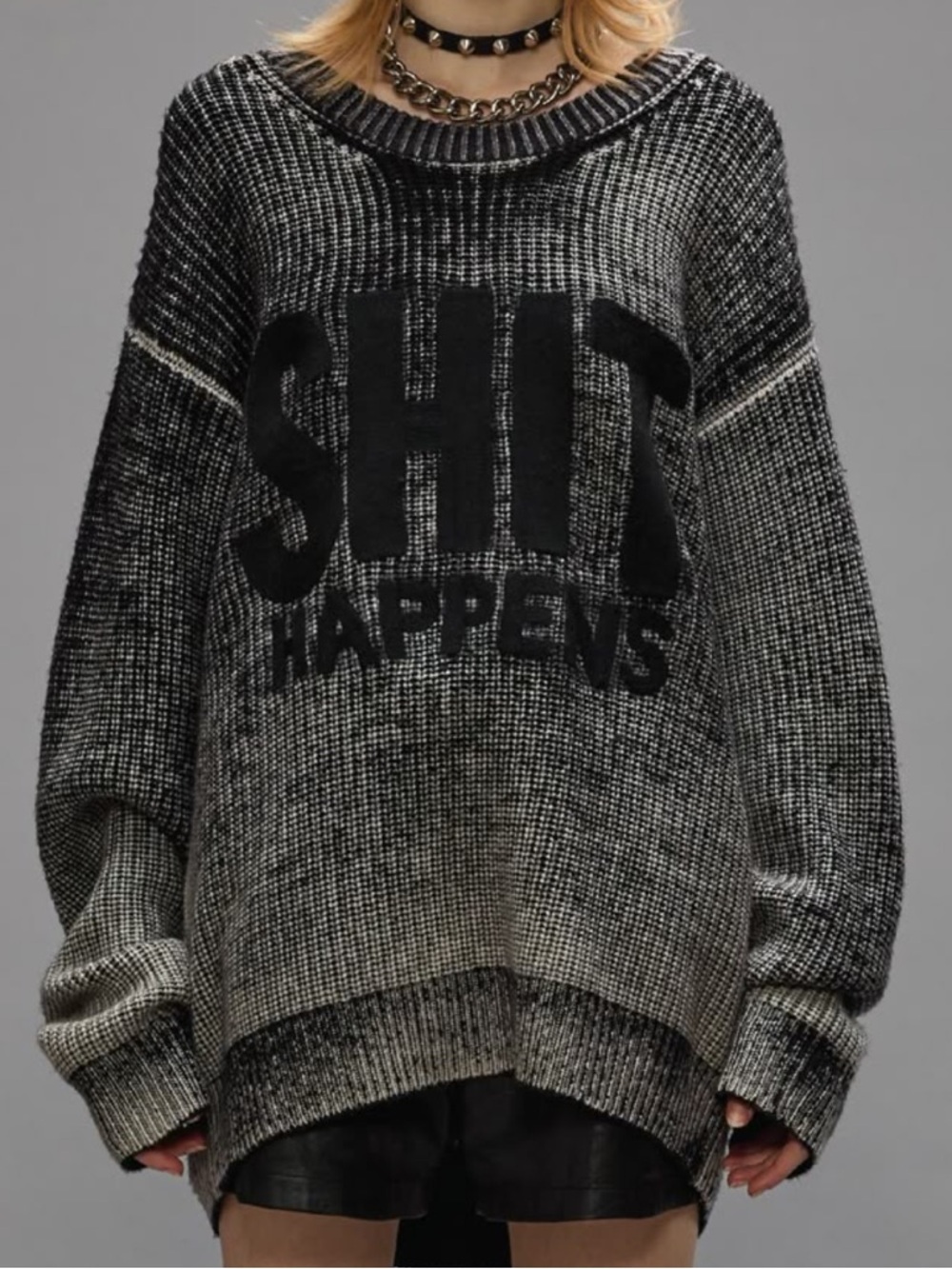 New R13 Reverse Printed Merino Wool Boyfriend Sweater Shit Happens Size Small XS